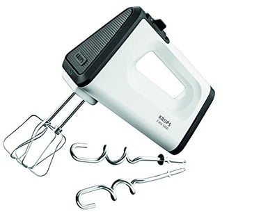 Krups 3 Mix Handmixer, 500 W, 5 Geschwindigkeiten, Handrührgerät mit Turbostufe, Ergonomischer Griff, Schneebesen & Knethaken aus Edelstahl, weiß, GN5021 im Sale